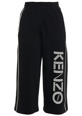 Kenzo Woman Cropped Printed French Cotton-terry Track Pants Black