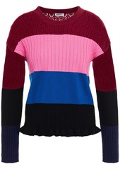 Kenzo Woman Paneled Color-block Wool And Cashmere-blend Sweater Claret