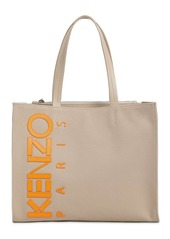 Kenzo Leather Logo Patched Cotton Canvas Tote