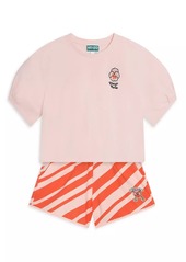 Kenzo Little Girl's & Girl's Puff-Sleeve Cropped T-Shirt