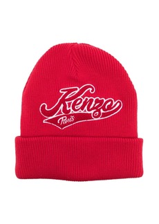 Kenzo logo-patch ribbed-knit beanie