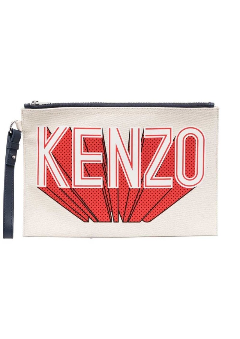 Kenzo logo-print canvas clutch bag