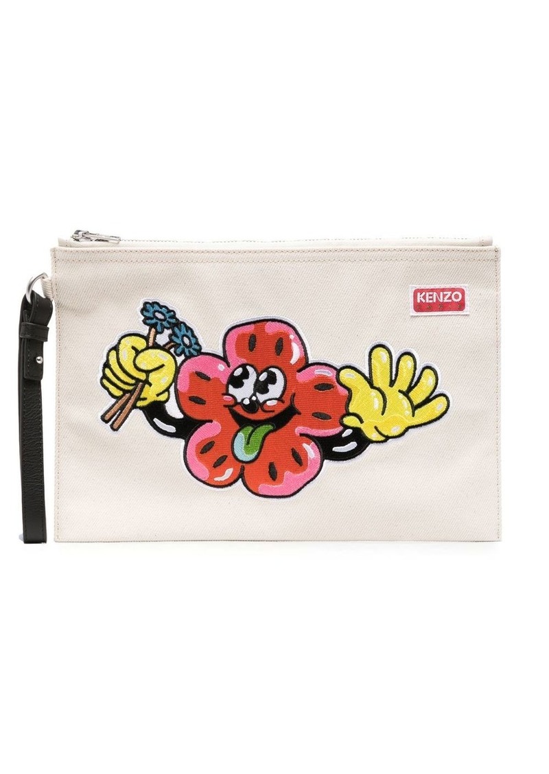 Kenzo motif-embroidered clutch bag