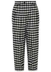 Kenzo WOOL BLEND BLACK AND WHITE GINGHAM PANTS