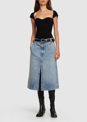 Khaite Charlene Cotton Denim Midi Skirt