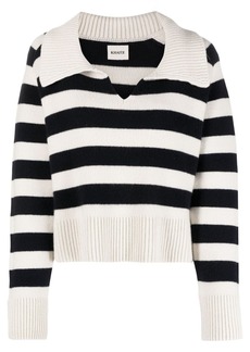 Khaite Franklin striped spread-collar jumper