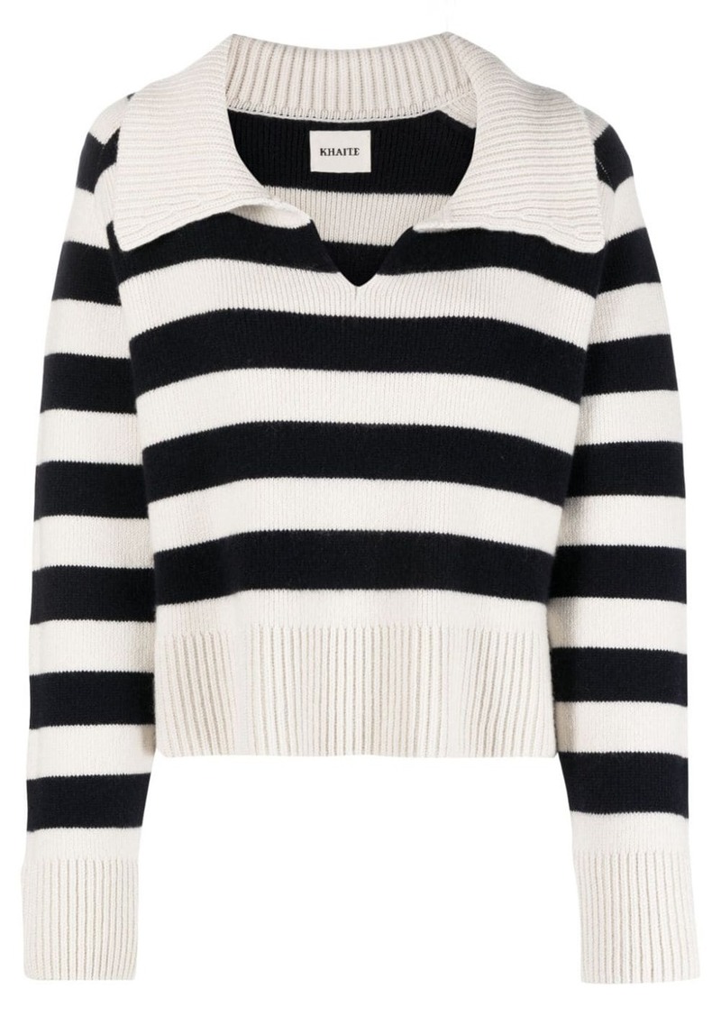Khaite Franklin striped spread-collar jumper