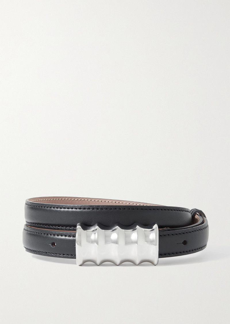 Khaite - Benny Black Suede & Silver Buckle Belt