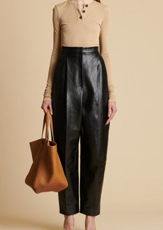 Khaite - Ashford Pleated Leather Pants - Black - US 4 - Moda Operandi