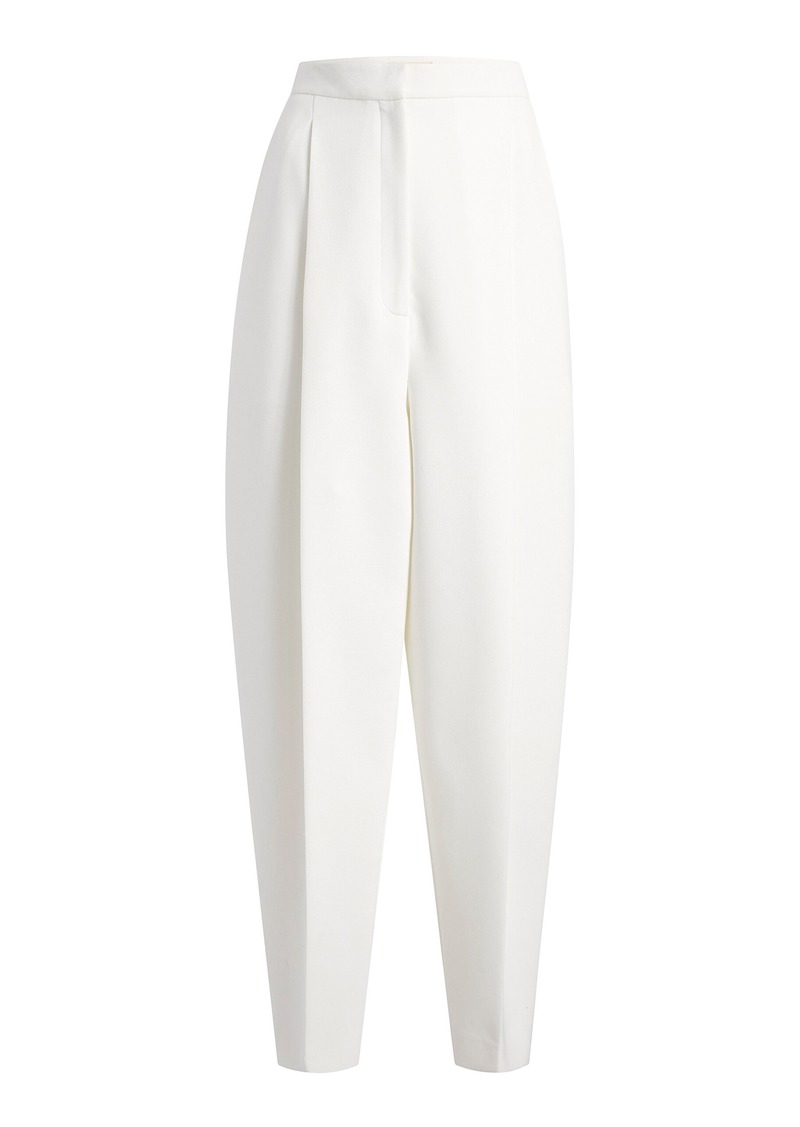 Khaite - Ashford Pleated Woven Tapered-Leg Pants - Ivory - US 8 - Moda Operandi