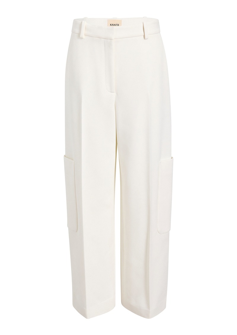 Khaite - Caiton High-Rise Woven Wide-Leg Pants - White - US 4 - Moda Operandi