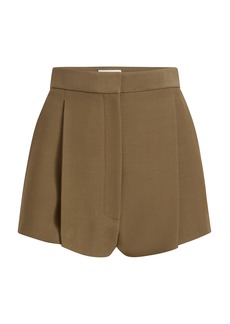 Khaite - Calman Pleated Woven Shorts - Brown - US 8 - Moda Operandi