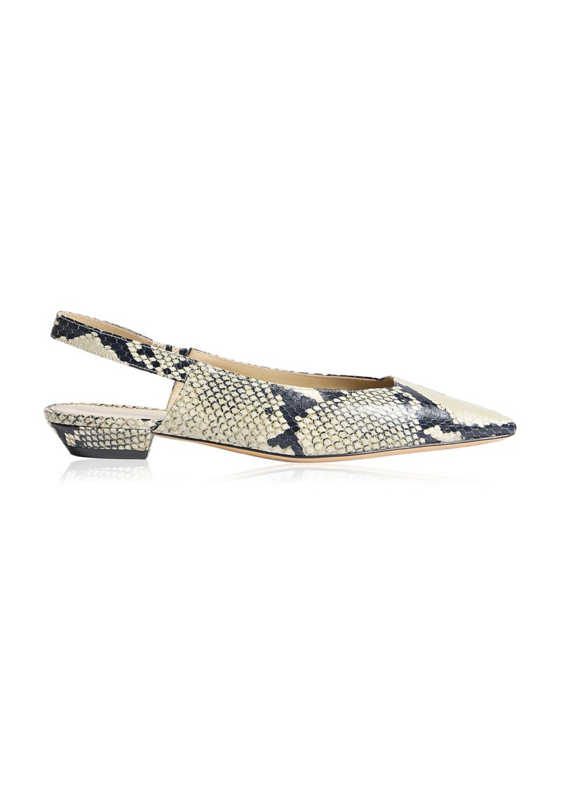 Khaite - Colin Python-Effect Leather Slingback Flats - Print - IT 36 - Moda Operandi