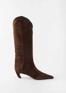 Khaite - Dallas 45 Suede Knee-high Boots - Womens - Dark Brown