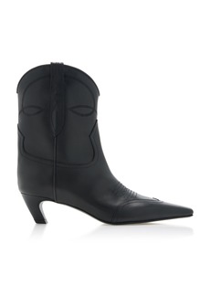 Khaite - Dallas Leather Ankle Western Boots - Black - IT 36.5 - Moda Operandi