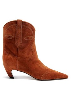 Khaite - Dallas Suede Point-toe Boots - Womens - Brown