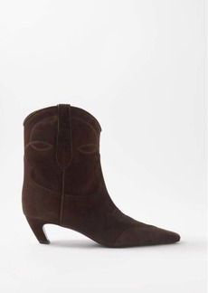 Khaite - Dallas Pointed-toe Suede Boots - Womens - Brown