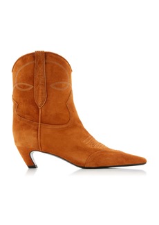 Khaite - Dallas Suede Ankle Western Boots - Brown - IT 38 - Moda Operandi