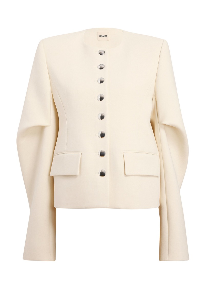 Khaite - Darlman Draped Wool-Blend Jacket - Ivory - US 6 - Moda Operandi