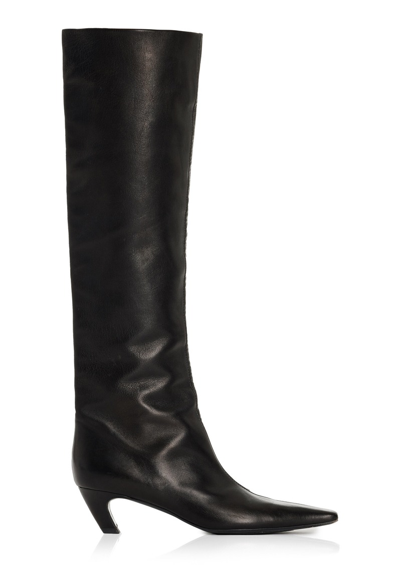 Khaite - Davis Knee High Leather Boots  - Black - IT 37 - Moda Operandi