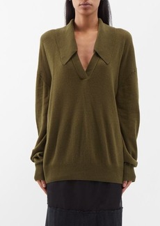 Khaite - Elsia Open-collar Cashmere Oversized Sweater - Womens - Brown