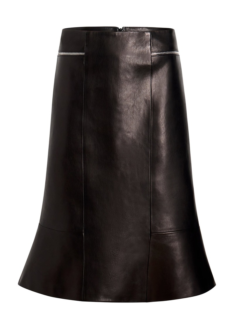 Khaite - Francine Flared Leather Midi Skirt - Black - US 2 - Moda Operandi