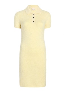 Khaite - Graciela Knit Silk-Cashmere Polo Mini Dress - Yellow - L - Moda Operandi