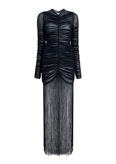 Khaite - Guisa Fringed Silk-Blend Maxi Dress - Black - M - Moda Operandi