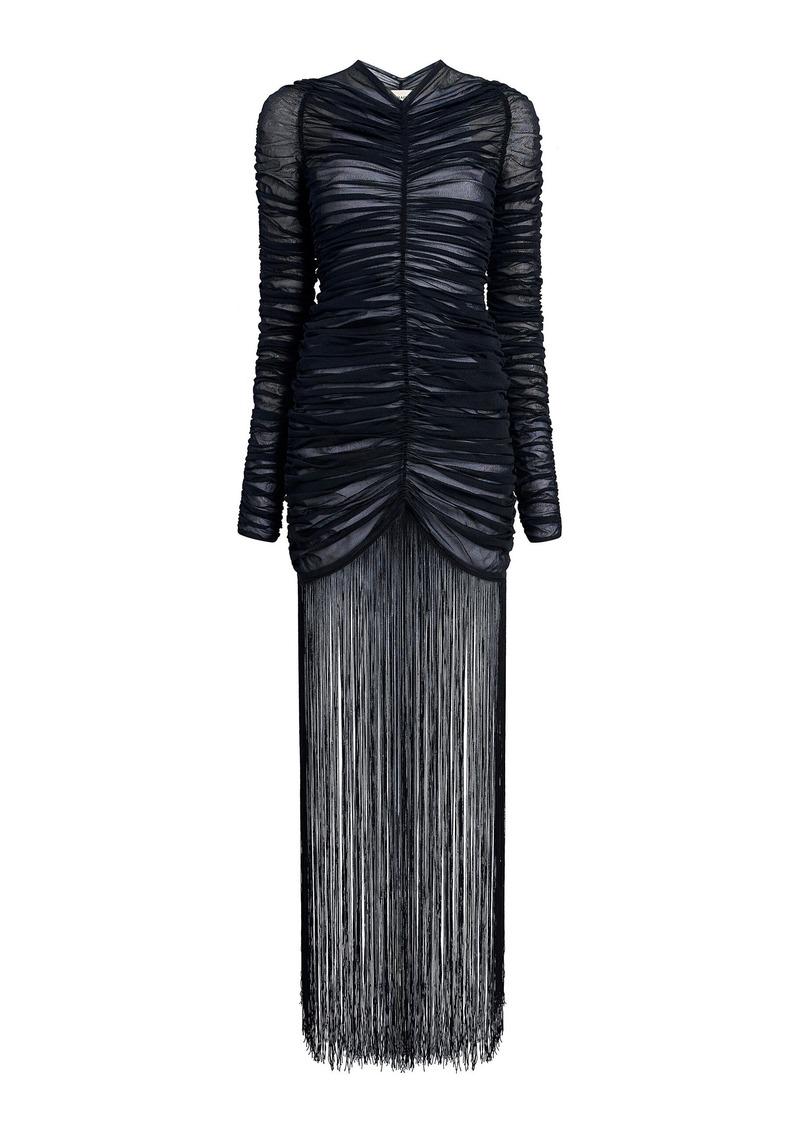 Khaite - Guisa Fringed Silk-Blend Maxi Dress - Black - S - Moda Operandi