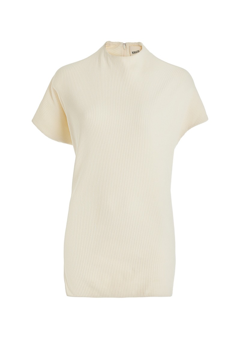 Khaite - Helene Ribbed-Knit Cotton Top - Off-White - L - Moda Operandi