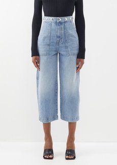 Khaite - Hewey Studded Cropped Jeans - Womens - Blue