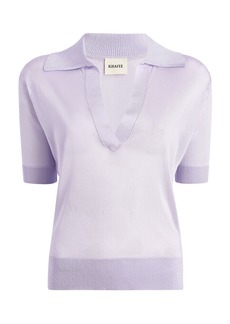Khaite - Julita Knit Polo Top - Purple - XL - Moda Operandi