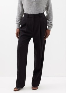 Khaite - Leaton Pleated Straight-leg Wool-blend Trousers - Womens - Black