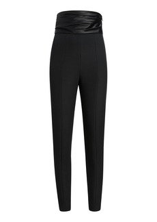 Khaite - Lenro Ruched High-Rise Satin-Crepe Pants - Black - US 0 - Moda Operandi