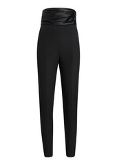 Khaite - Lenro Ruched High-Rise Satin-Crepe Pants - Black - US 4 - Moda Operandi