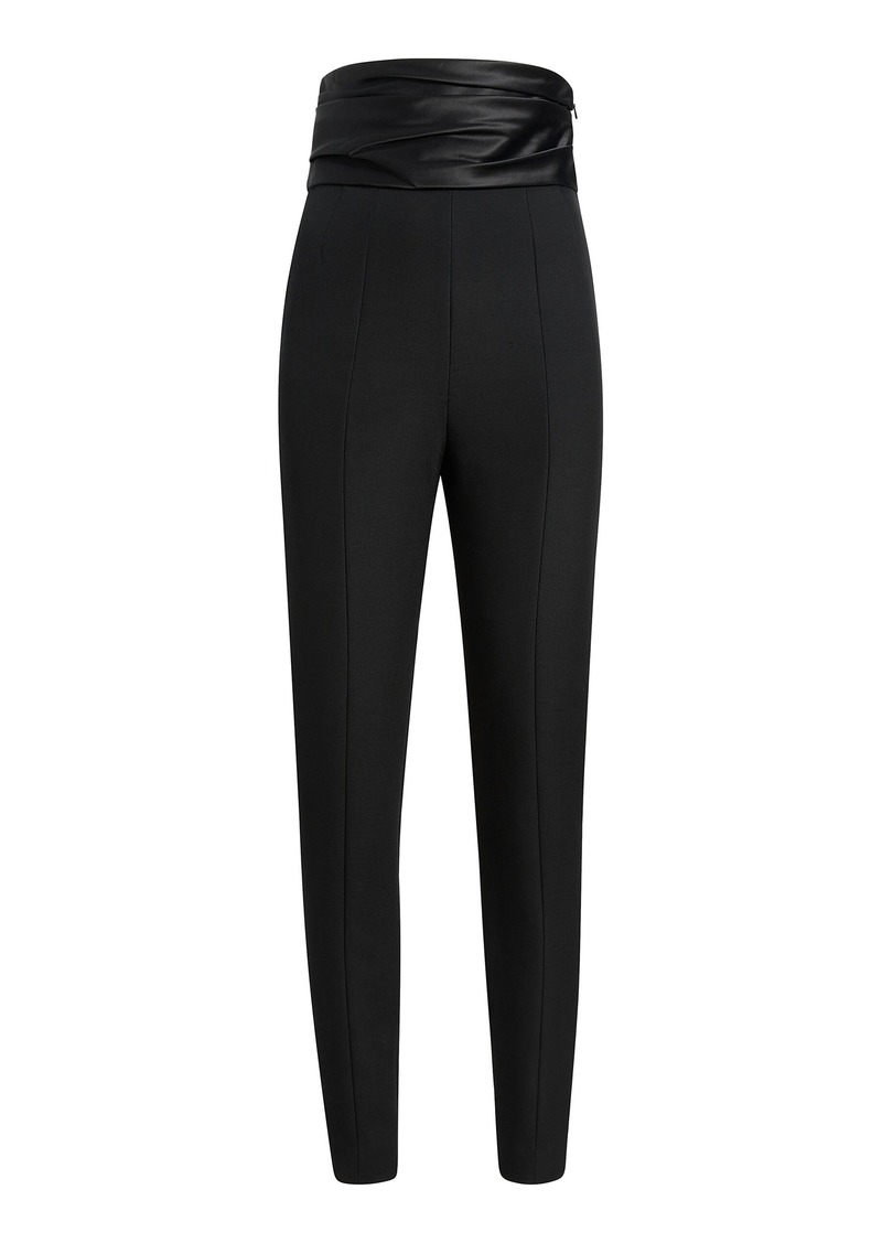 Khaite - Lenro Ruched High-Rise Satin-Crepe Pants - Black - US 8 - Moda Operandi