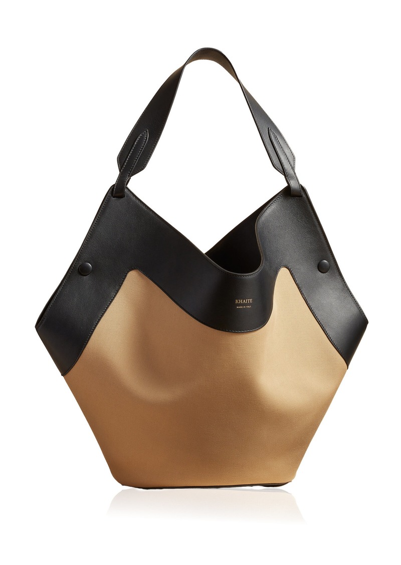 Khaite - Lotus Medium Canvas-Leather Tote Bag - Neutral - OS - Moda Operandi