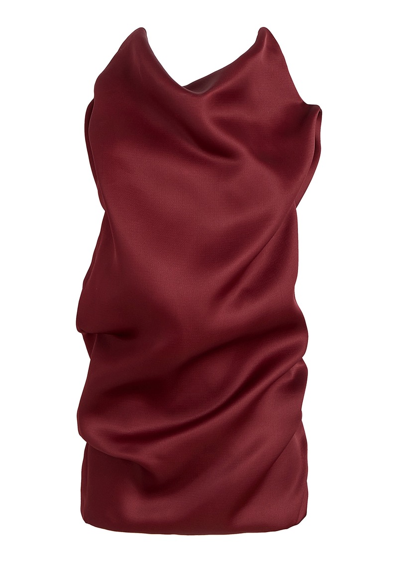 Khaite - Luola Draped Silk Mini Dress - Burgundy - US 2 - Moda Operandi