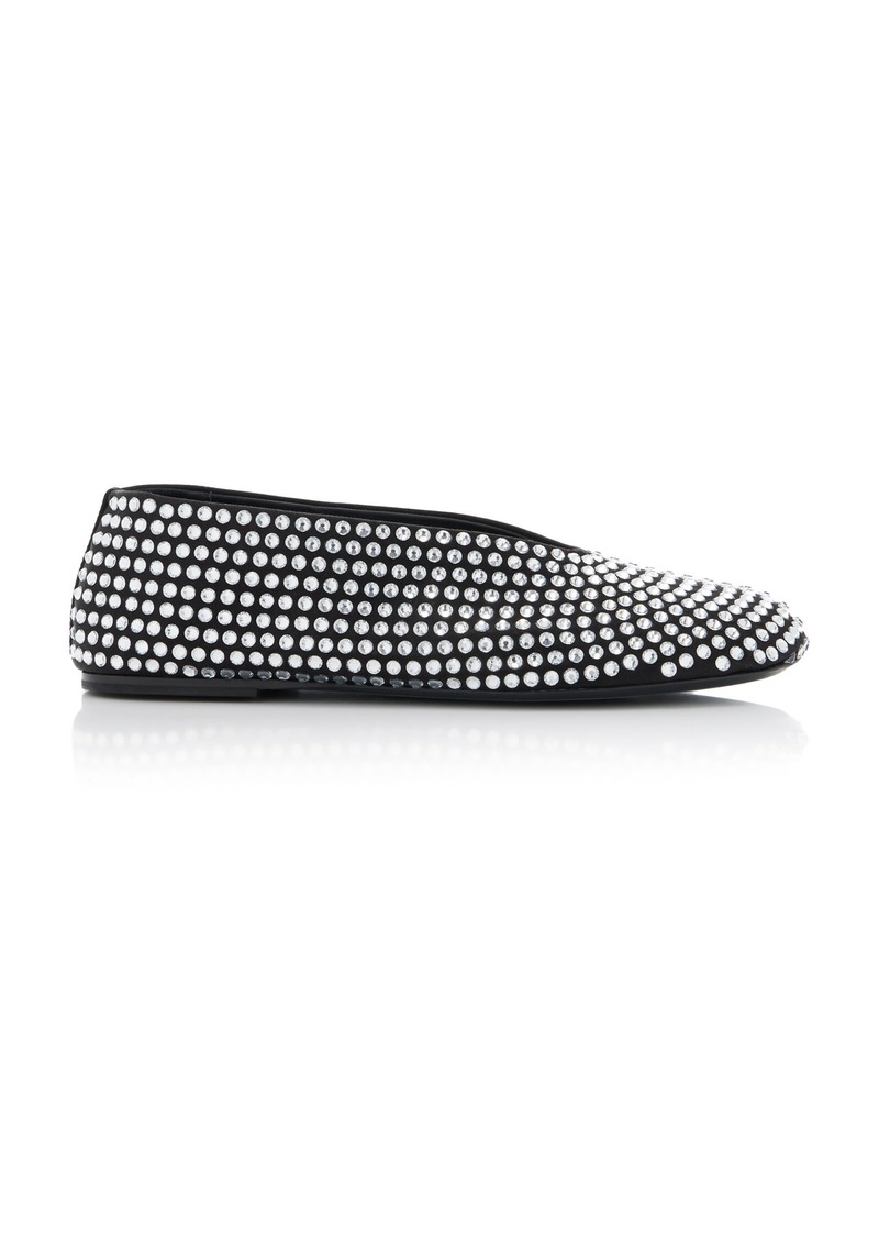 Khaite - Marcy Crystal-Embellished Leather Flats  - Black - IT 36 - Moda Operandi