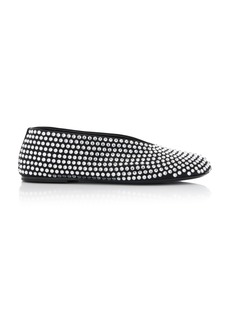 Khaite - Marcy Crystal-Embellished Leather Flats  - Black - IT 37 - Moda Operandi