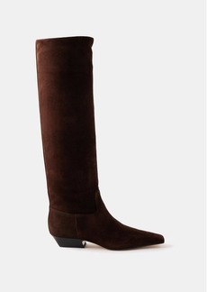 Khaite - Marfa 25 Suede Knee-high Boots - Womens - Dark Brown