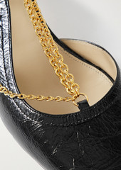 Khaite - Marfa chain-embellished crinkled-leather slingback pumps - Black - EU 41