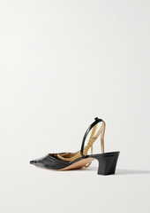 Khaite - Marfa chain-embellished crinkled-leather slingback pumps - Black - EU 41