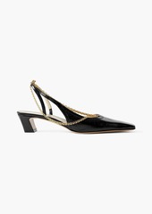 Khaite - Marfa chain-embellished crinkled-leather slingback pumps - Black - EU 41