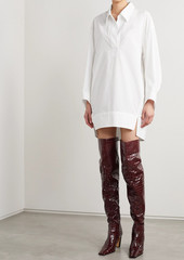 Khaite - Marfa croc-effect patent-leather over-the-knee boots - Burgundy - EU 36