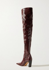 Khaite - Marfa croc-effect patent-leather over-the-knee boots - Burgundy - EU 36