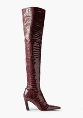 Khaite - Marfa croc-effect patent-leather over-the-knee boots - Burgundy - EU 36