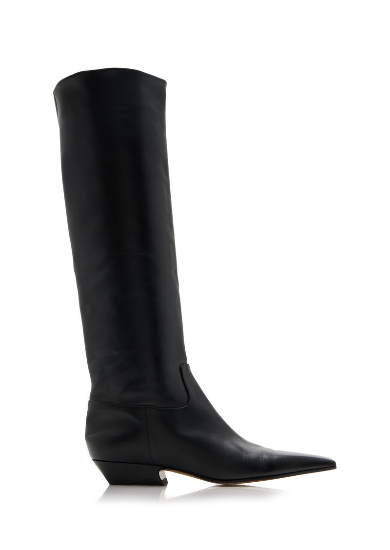 Khaite - Marfa Leather Knee Western Boots - Black - IT 37.5 - Moda Operandi