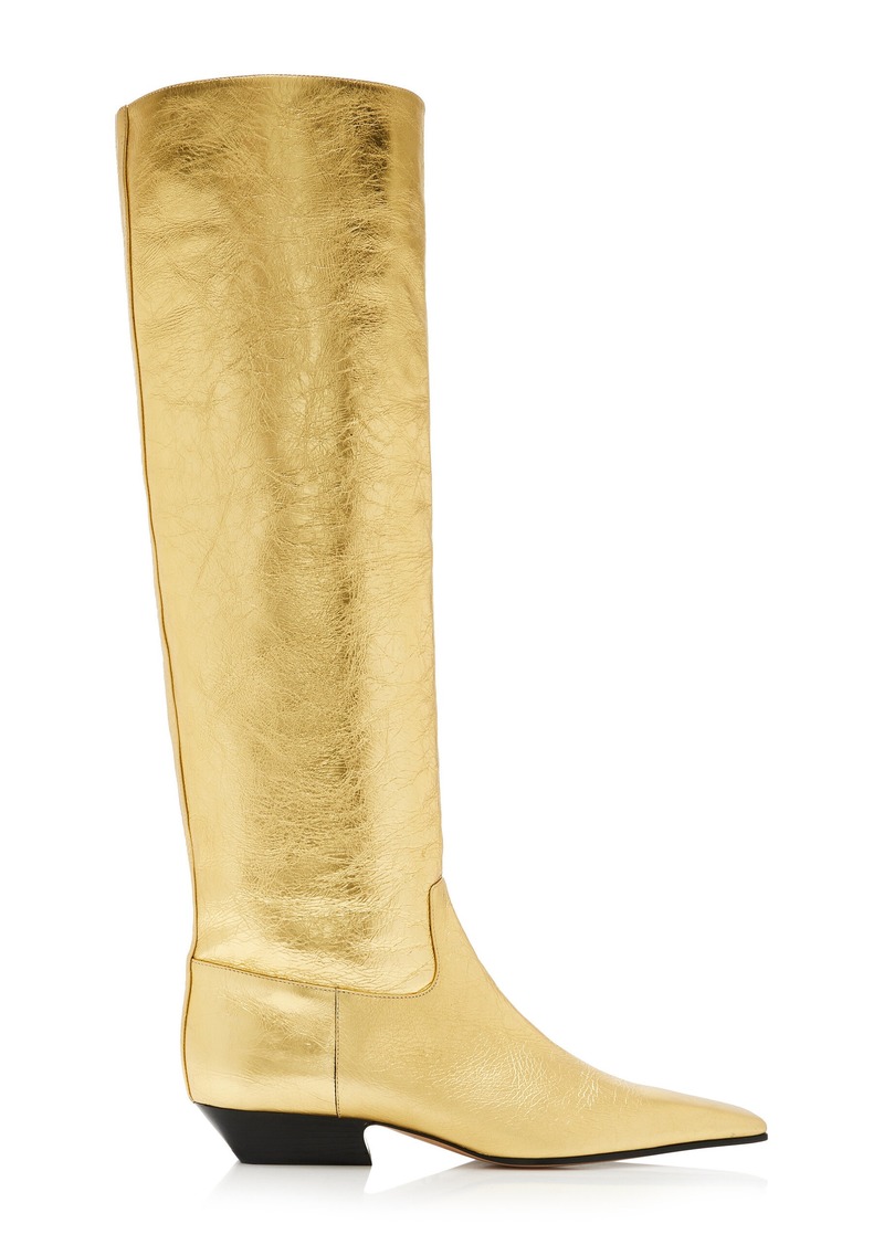 Khaite - Marfa Metallic Leather Knee-HighBoots - Gold - IT 39 - Moda Operandi