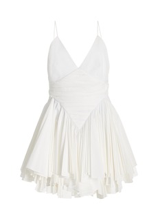 Khaite - Margot Pleated Cotton Mini Dress - White - US 8 - Moda Operandi